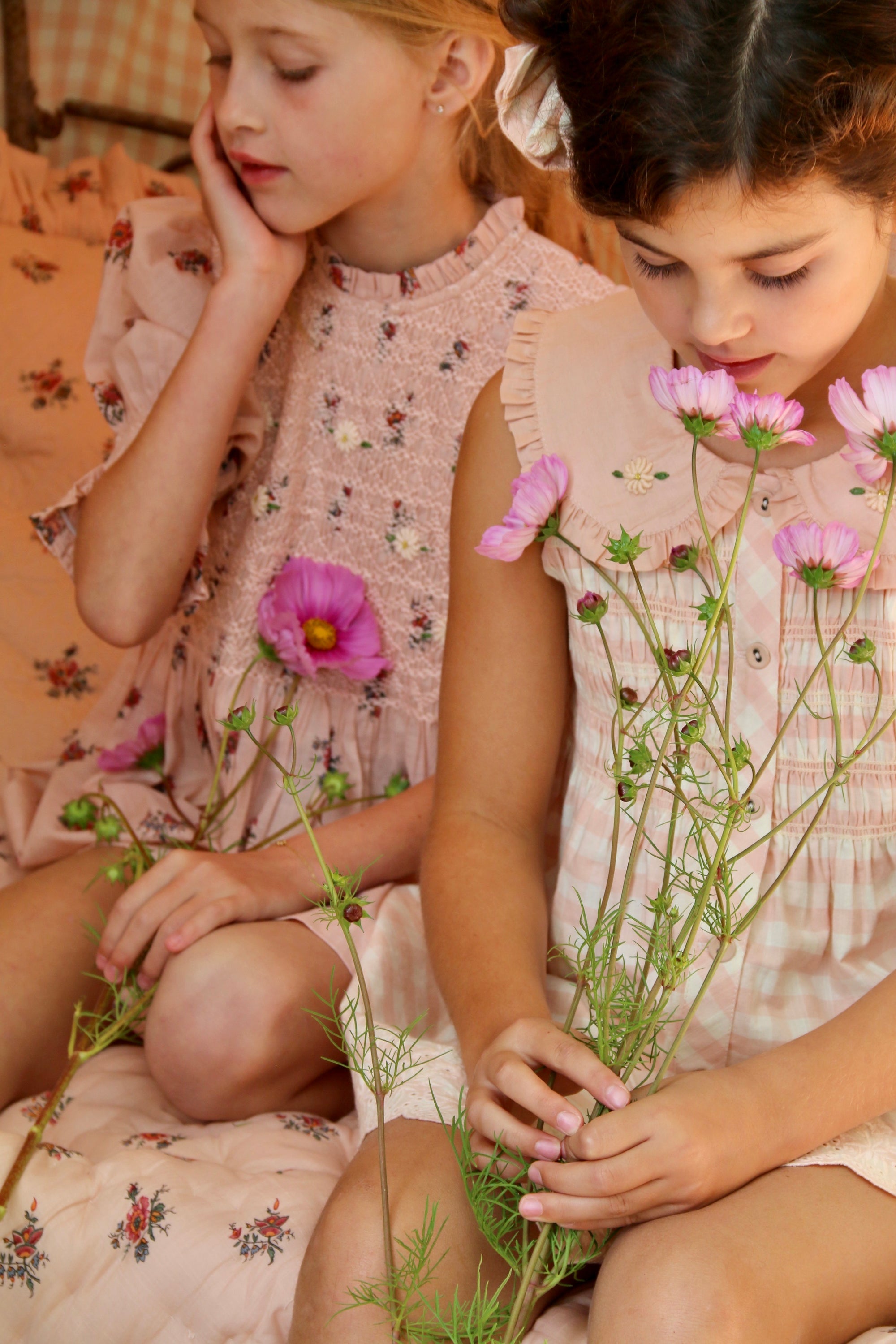 Tunique brodée Rose Vichy avec barrette