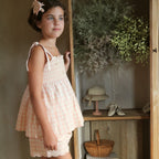 Embroidered short and top set Rose Gingham