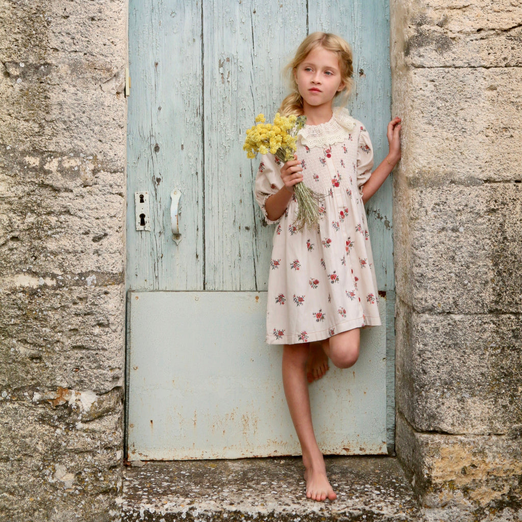 Garden Flowers denim tunic with hair clip