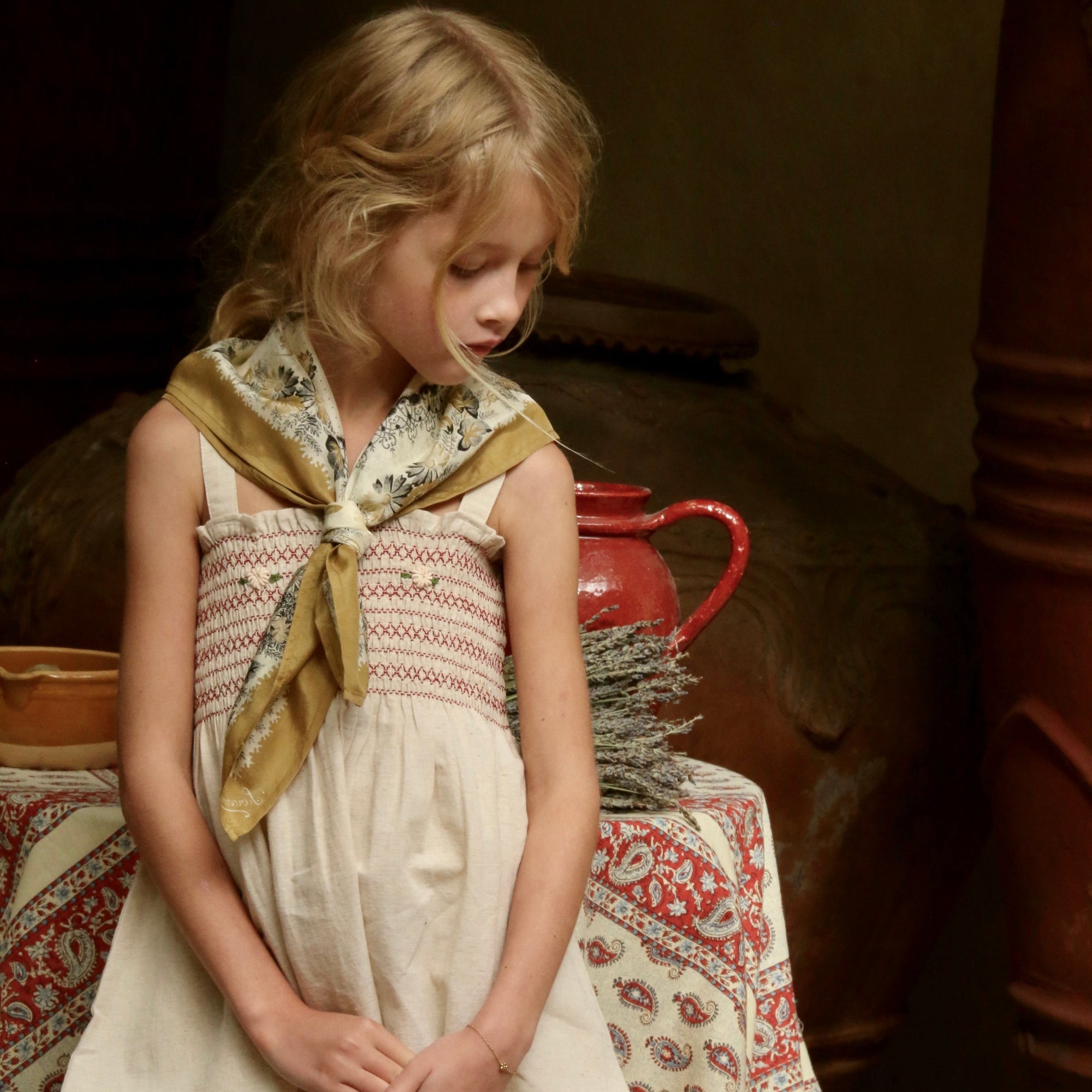 Ensemble Short & Top Brodés en Coton Naturel
