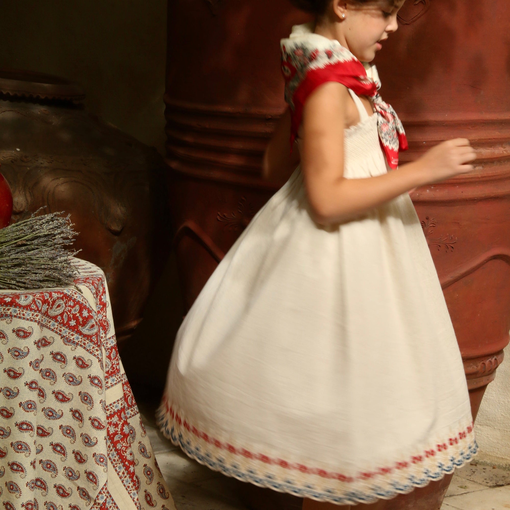 Robe Brodée Coton Naturel
