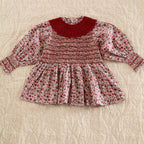 Blouse à smocks et col brodé - flowers field print