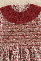 Blouse à smocks et col brodé - flowers field print