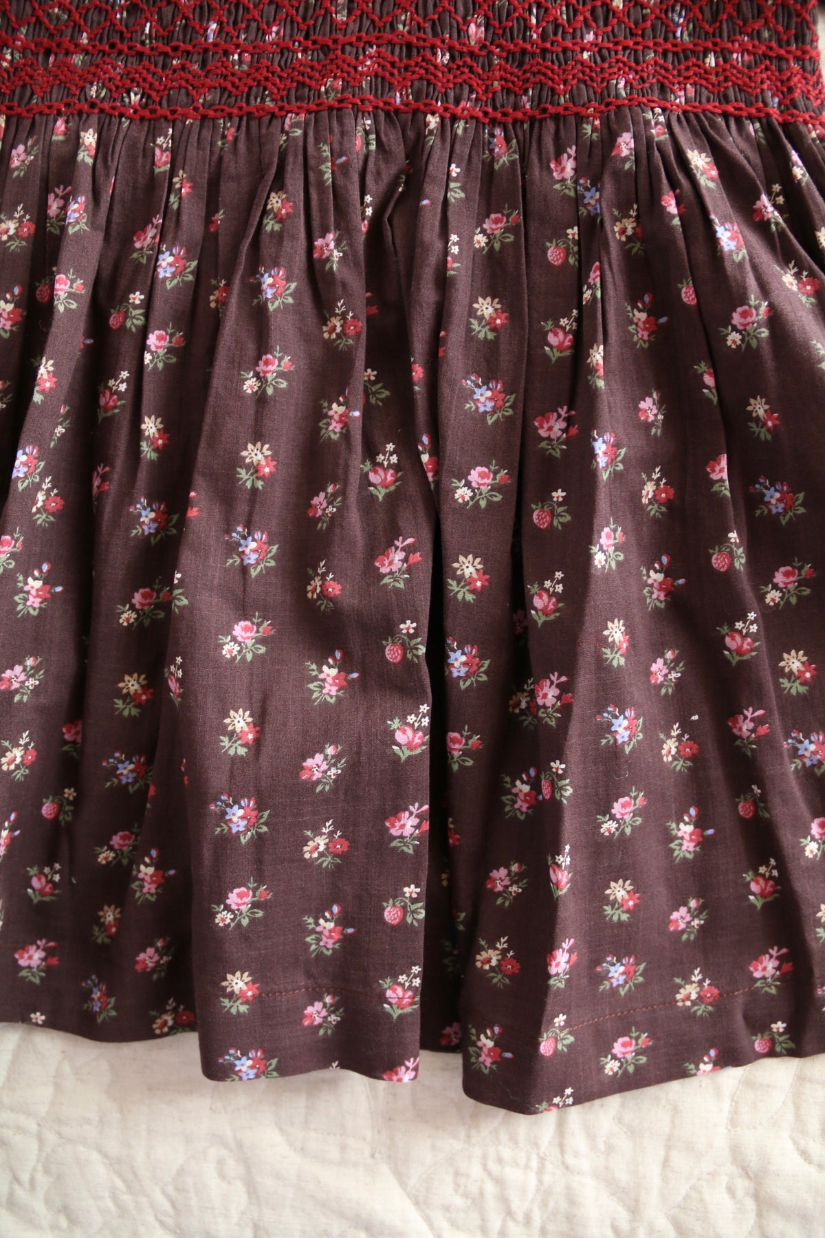 Robe à smocks Little bouquet print