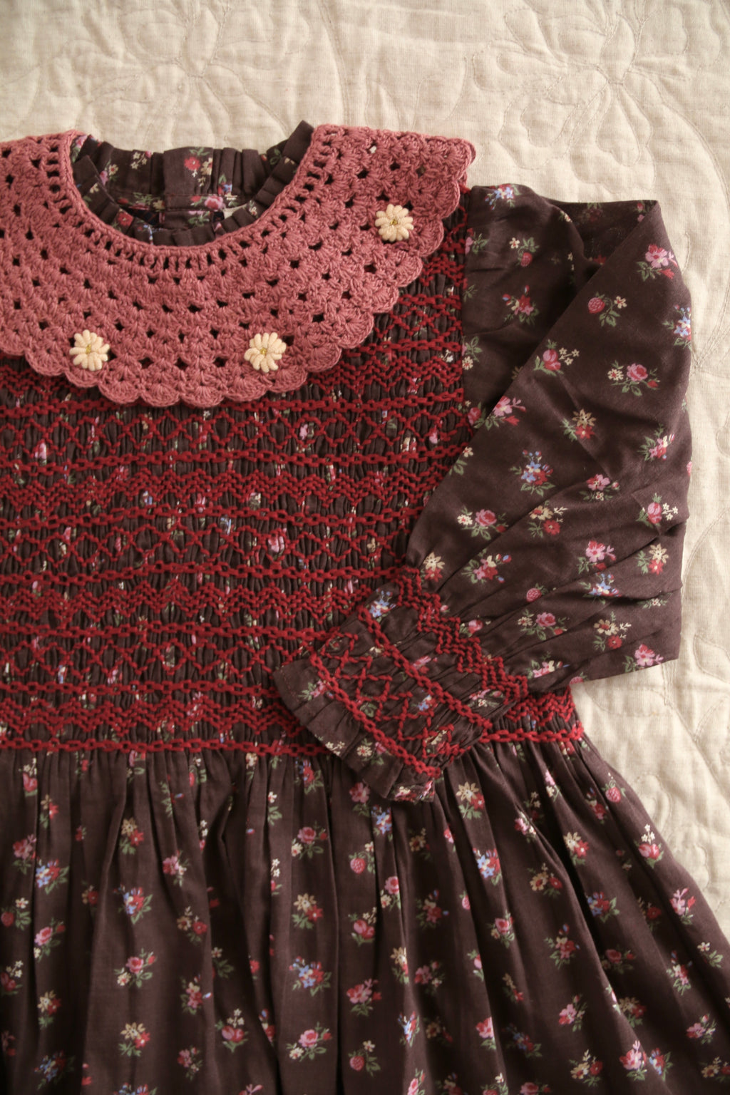 Robe à smocks Little bouquet print