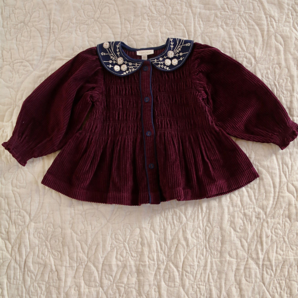 Blouse velours bordeaux