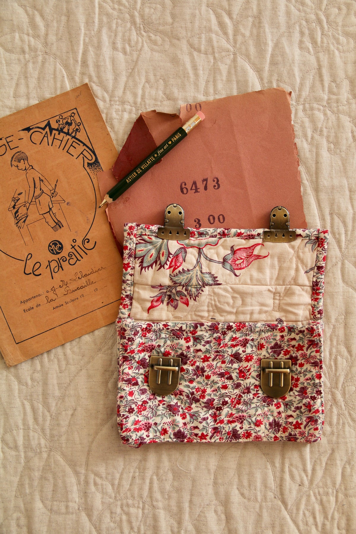 Quilted school pencil case