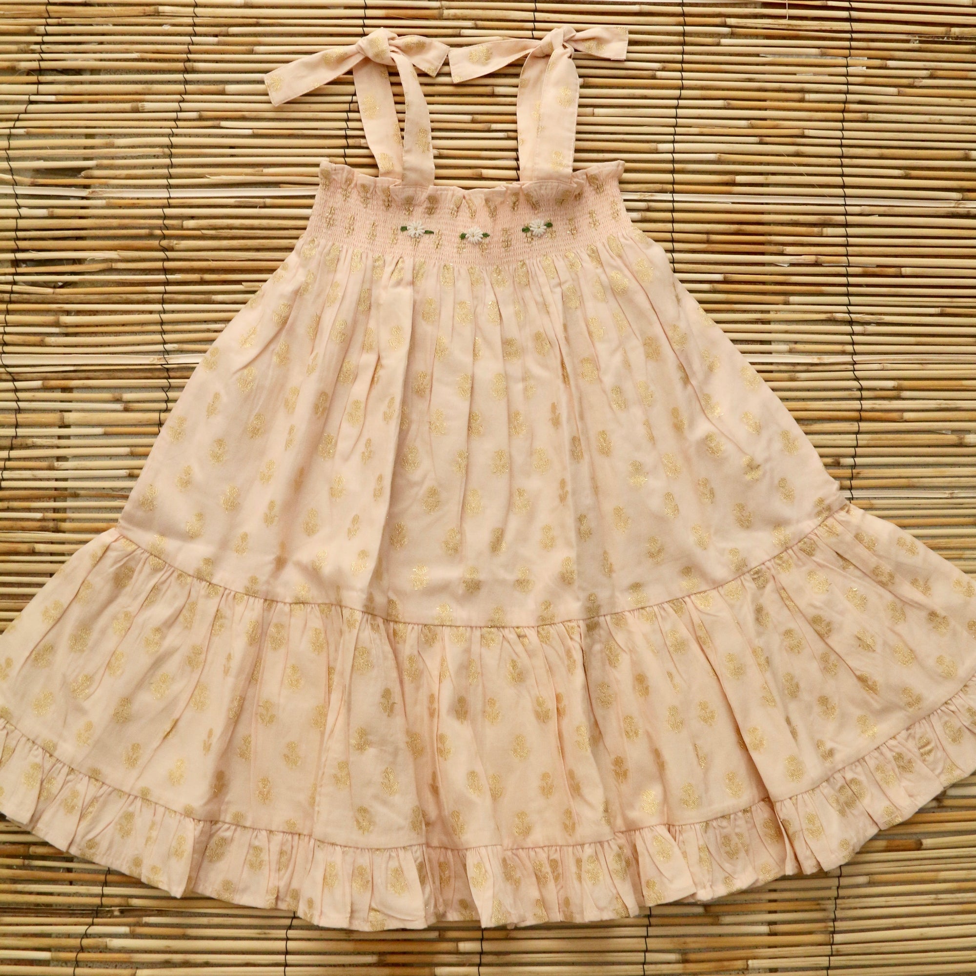 Long "flowers lurex" dress with barette 