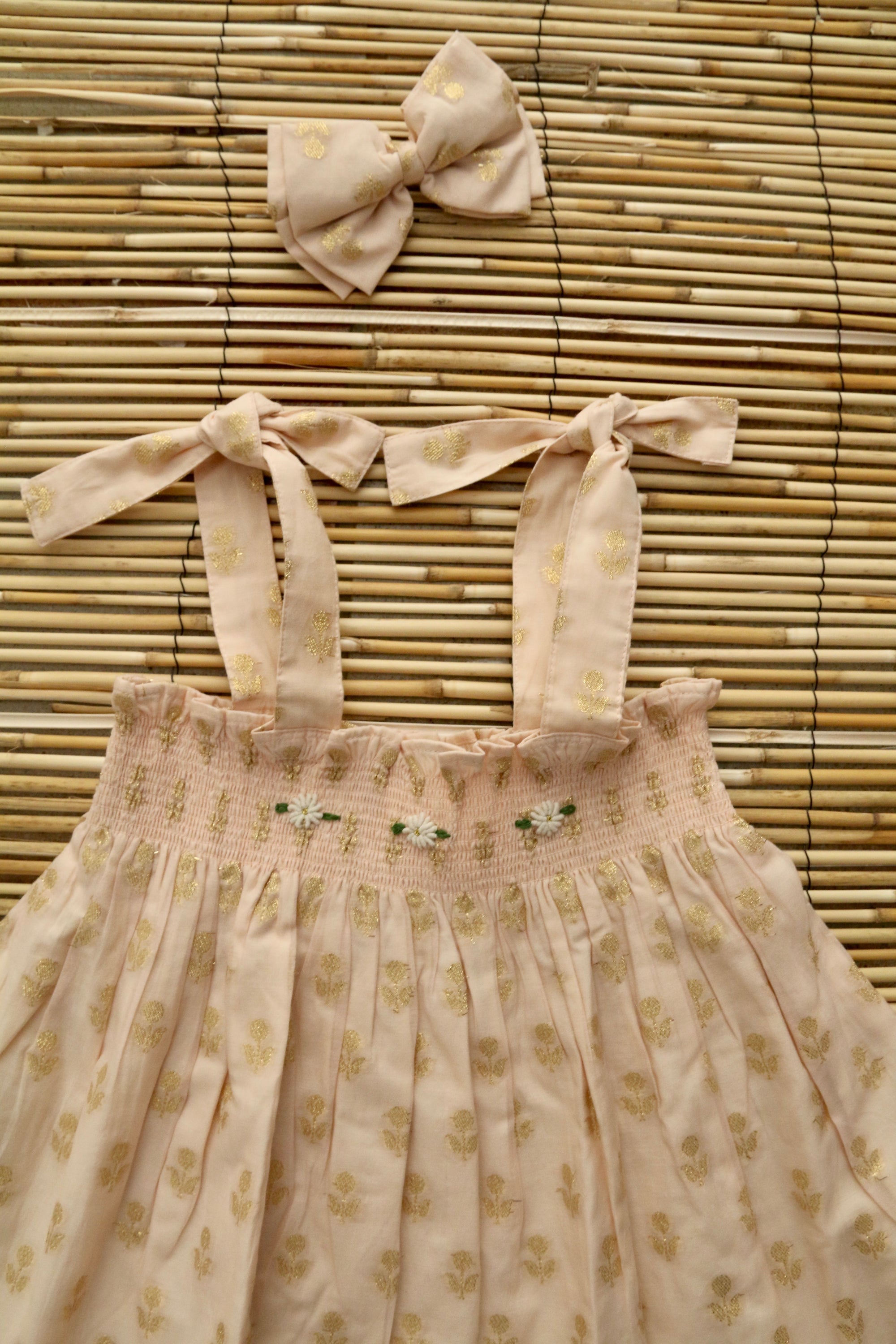 Long "flowers lurex" dress with barette 