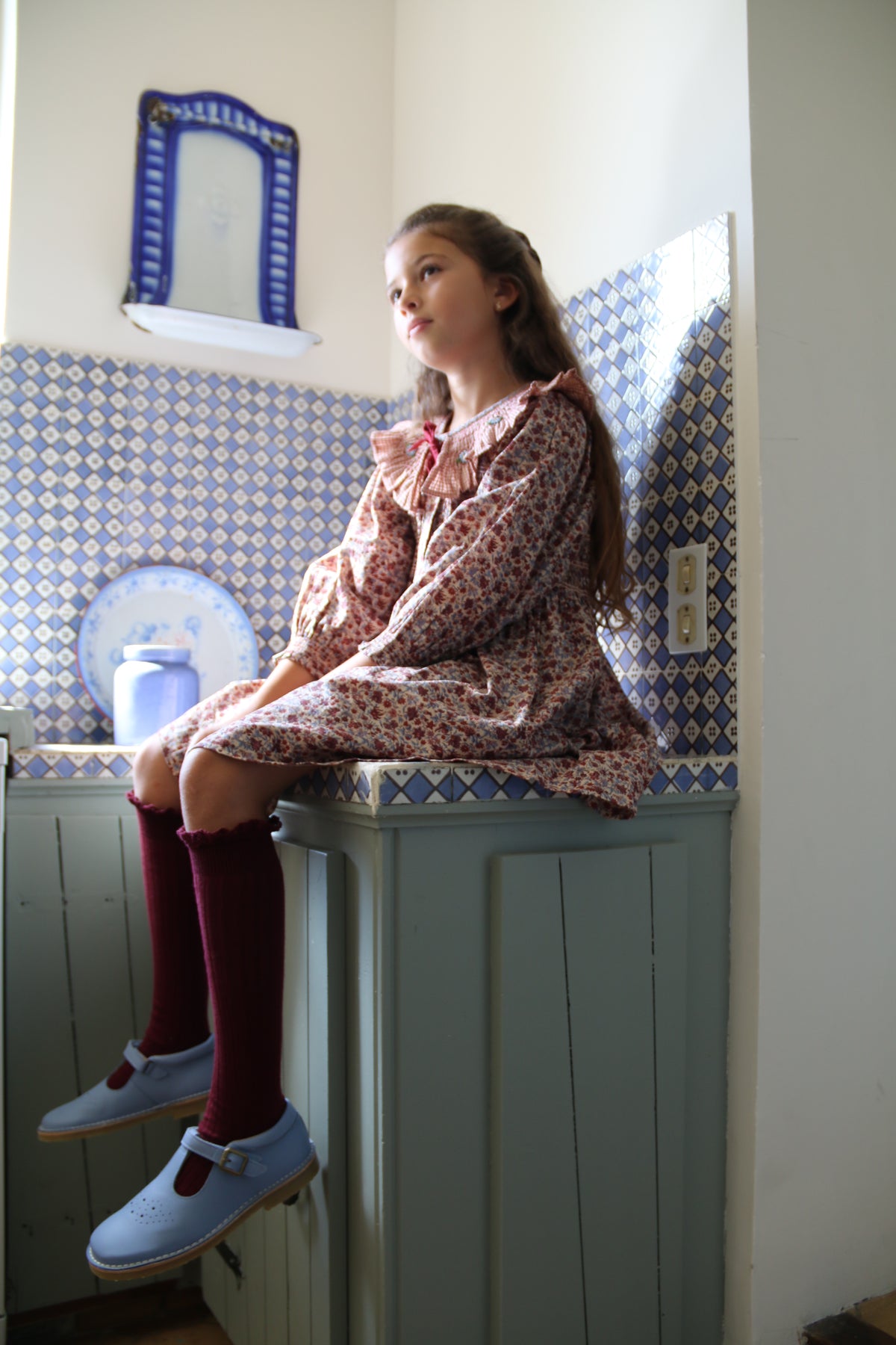Tunique blue flowers field print