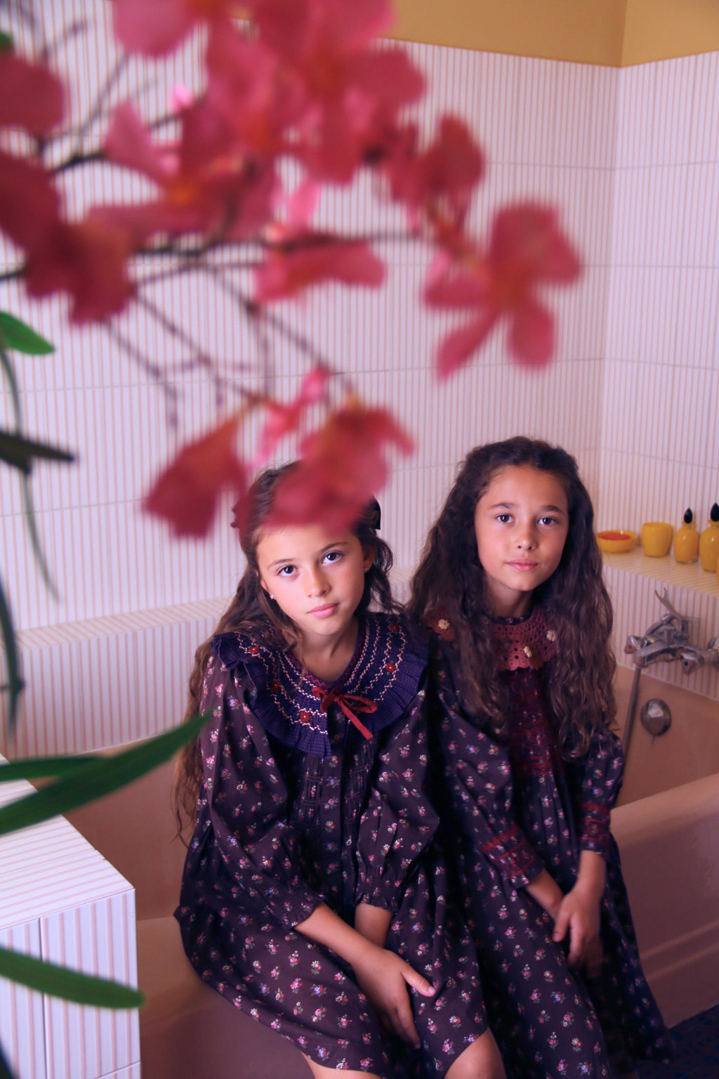Robe à smocks Little bouquet print