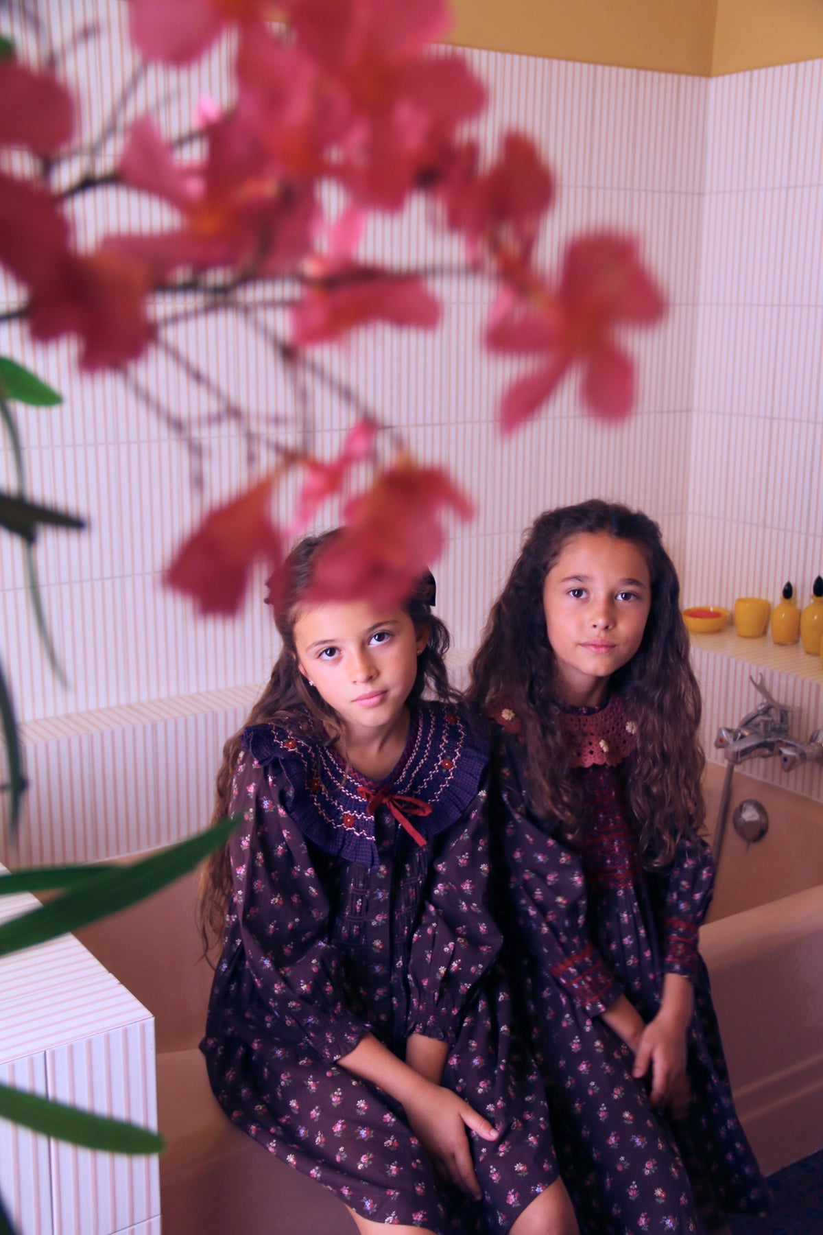Robe à smocks Little bouquet print