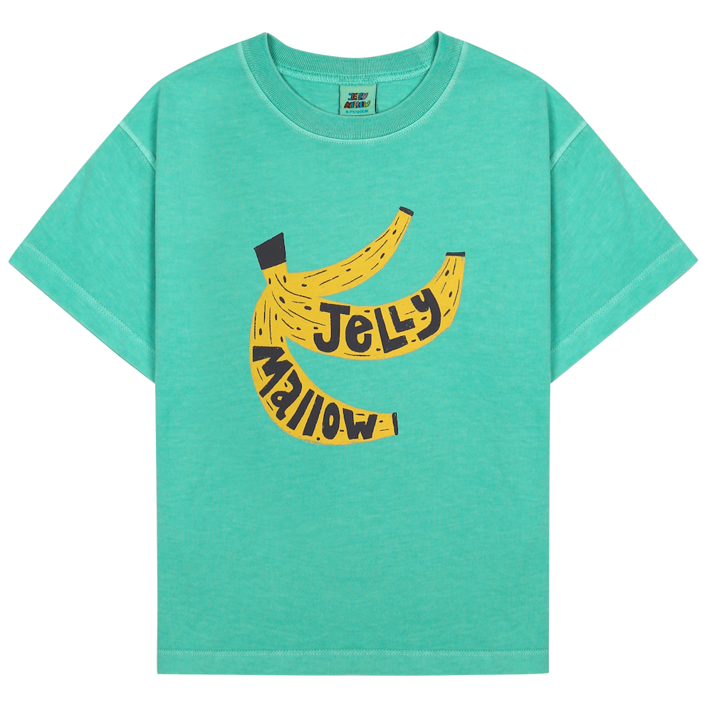 T-shirt Vert Clair avec Imprimé Banane en Pigment