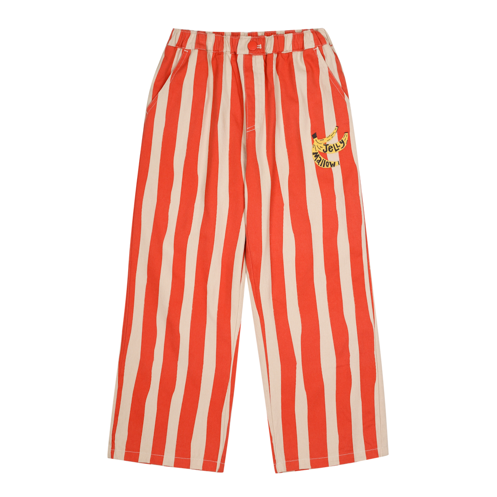 Pantalon Banane Rayures Rouge et Beige