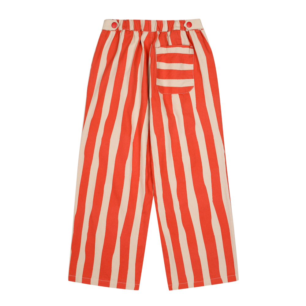 Pantalon Banane Rayures Rouge et Beige