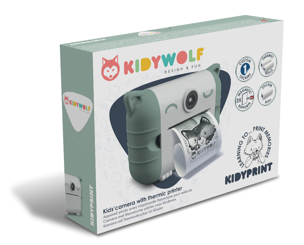 accessoires durables enfants bébés kidywolf KIDYPRINT appareil photo avec imprimante thermique vert