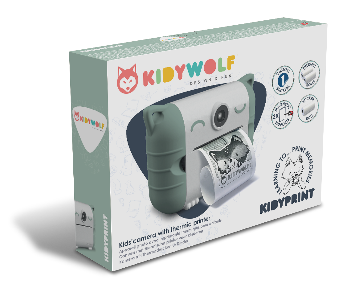 accessoires durables enfants bébés kidywolf KIDYPRINT appareil photo avec imprimante thermique vert