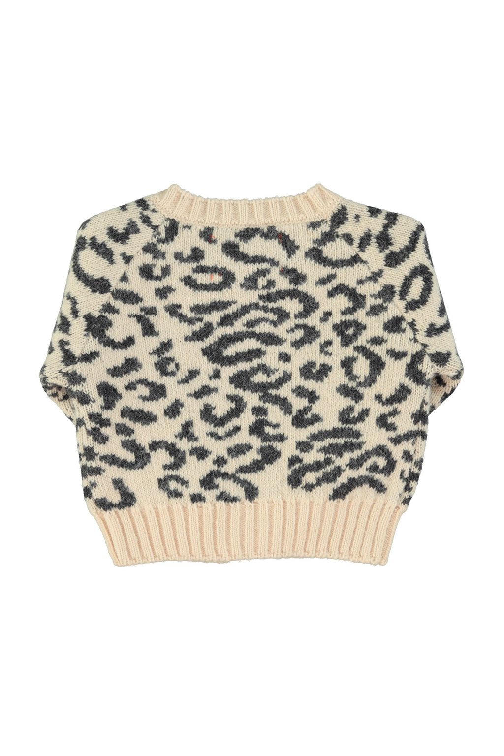 Knitted baby cardigan - Light pink with black animal print