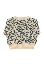 Knitted baby cardigan - Light pink with black animal print