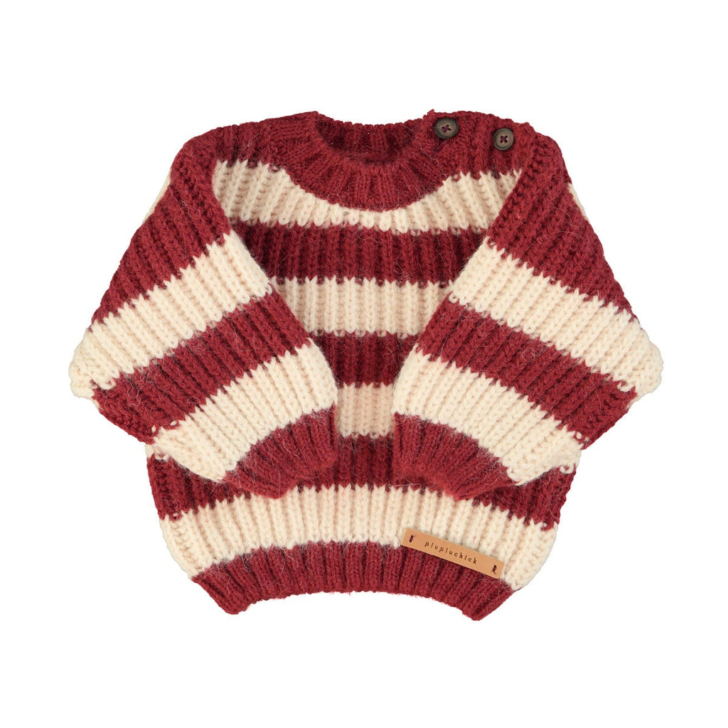 Baby Bordeaux and Light Pink Baby Tricot Pull