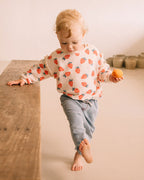 Cream Pink Baby Sweatshirt with Strawberry Pattern