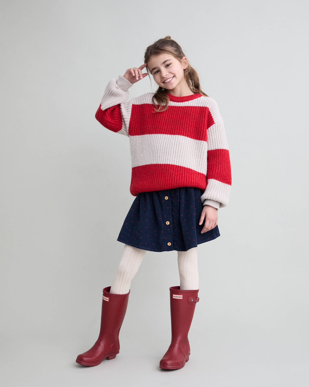 Pull rayé en tricot Rouge