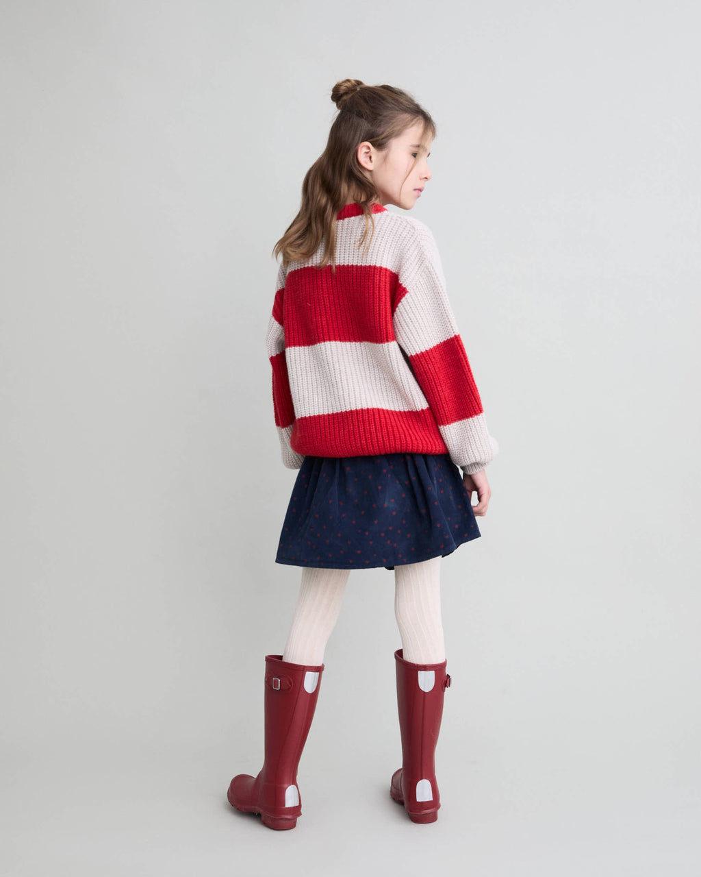 Pull rayé en tricot Rouge