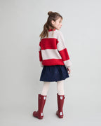 Pull rayé en tricot Rouge