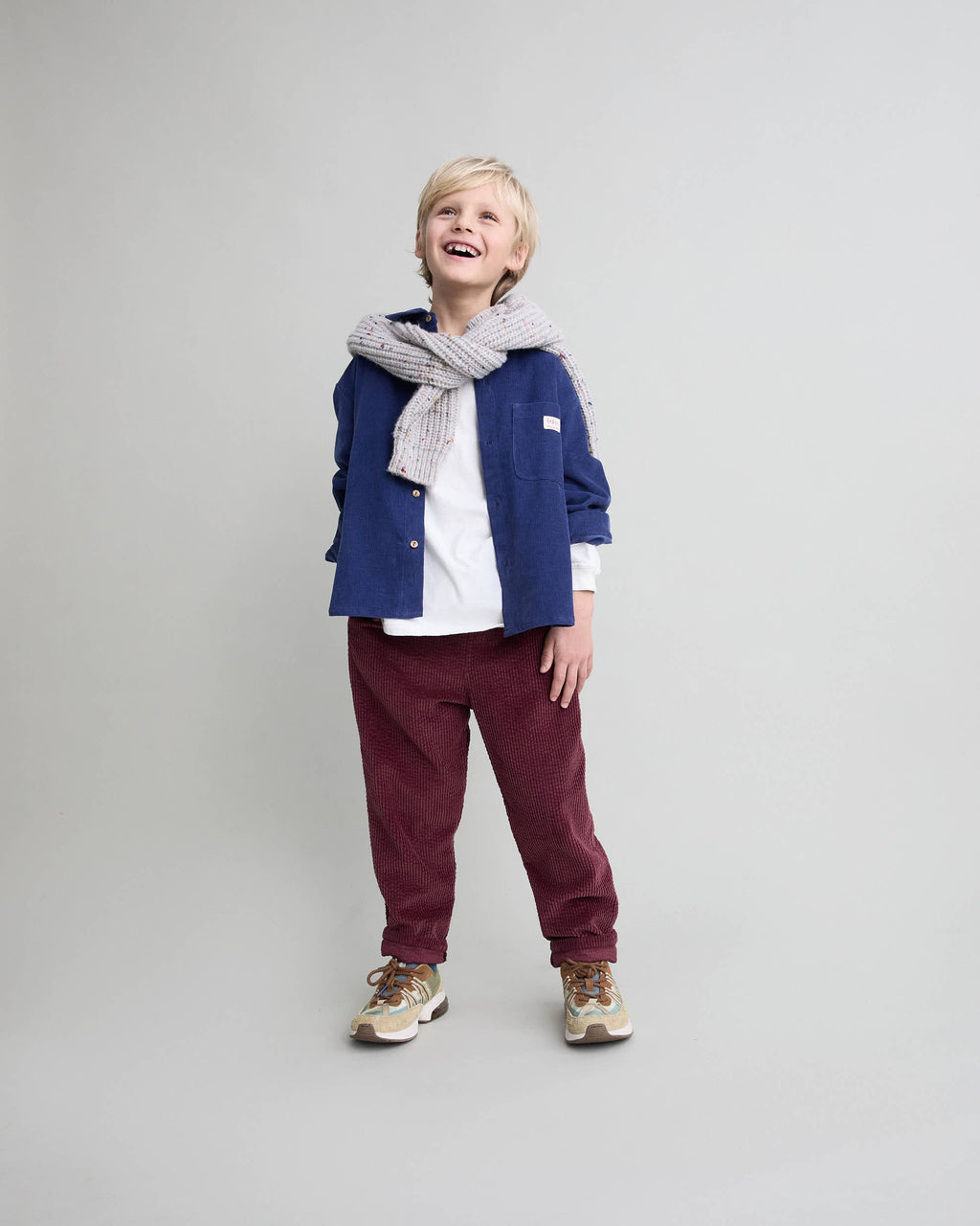 Chemise en micro-velours côtelé Marine