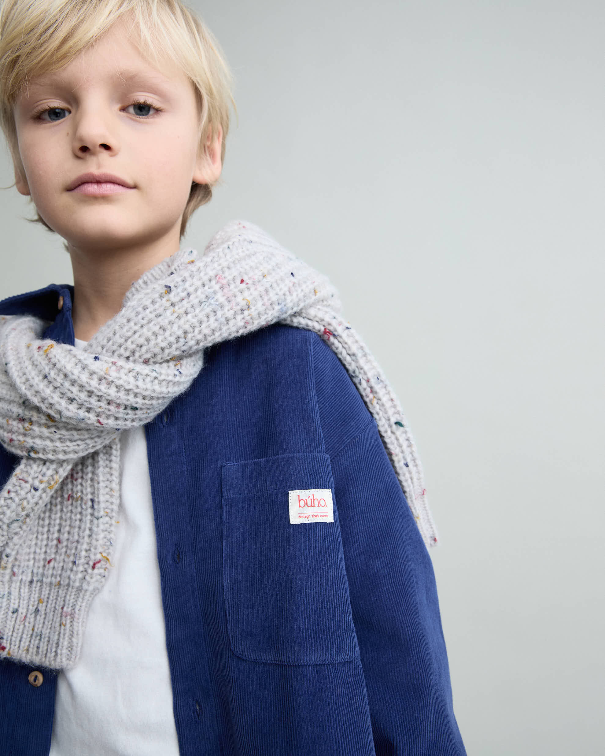Chemise en micro-velours côtelé Marine