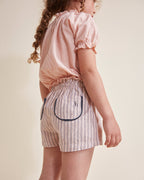 Pink blouse with short sleeves