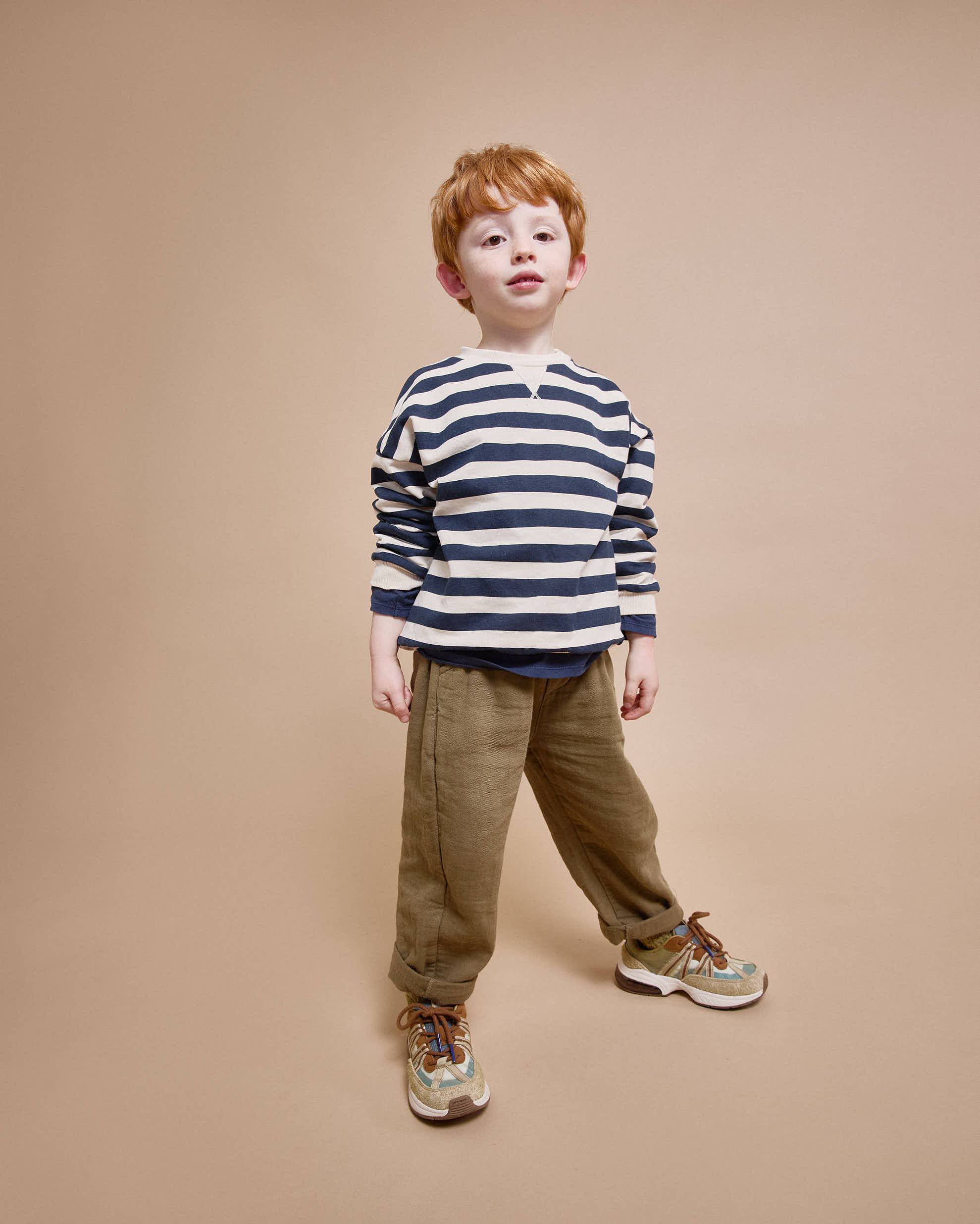 Soft fleece striped sweatshirt