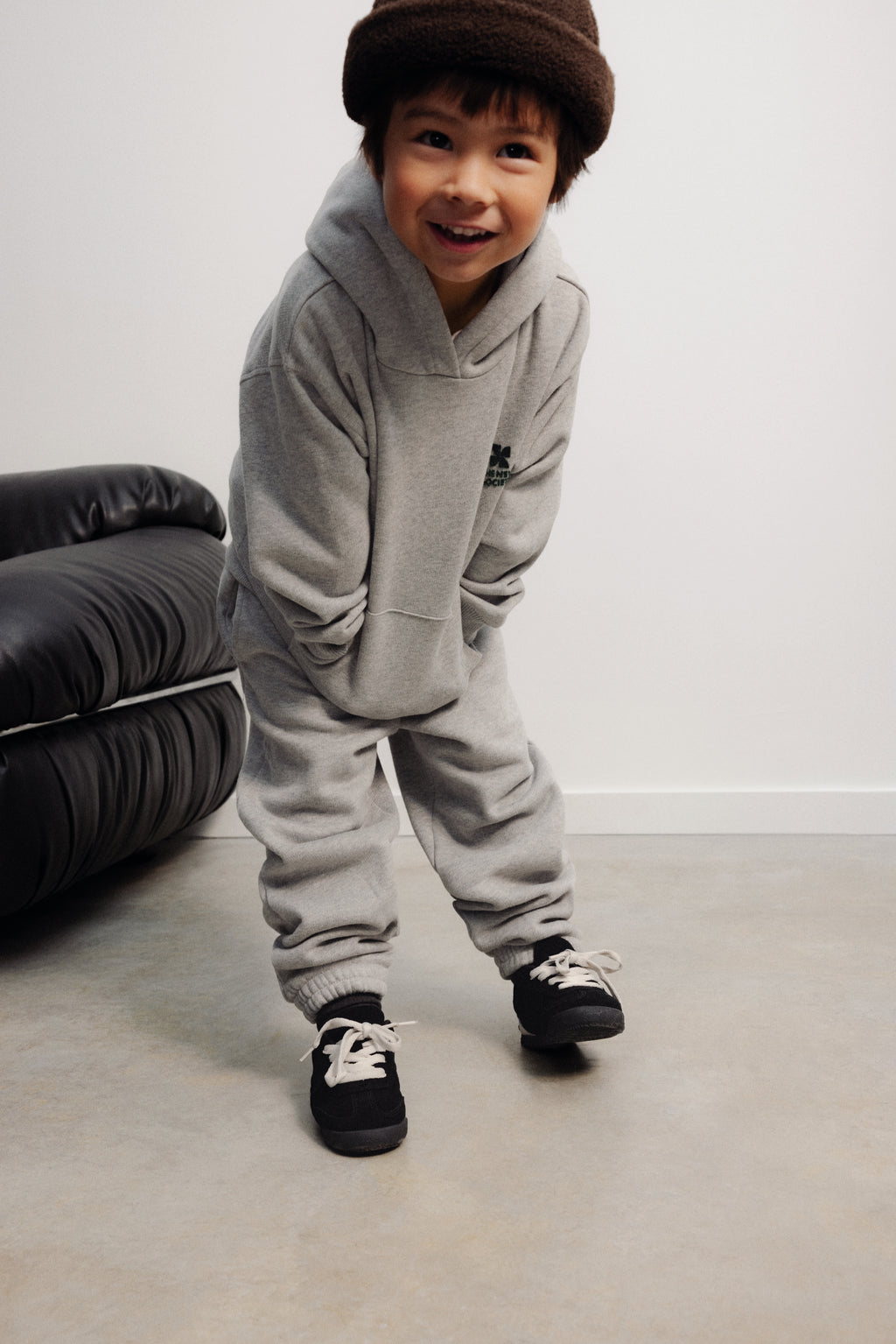 Sweat à Capuche TNS Logo Gris Chiné The New Society pour enfant – vue 3