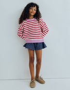 Pull Marigold à Rayures Rouge Tulipe et Rose Lavande