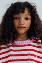 Pull Marigold à Rayures Rouge Tulipe et Rose Lavande