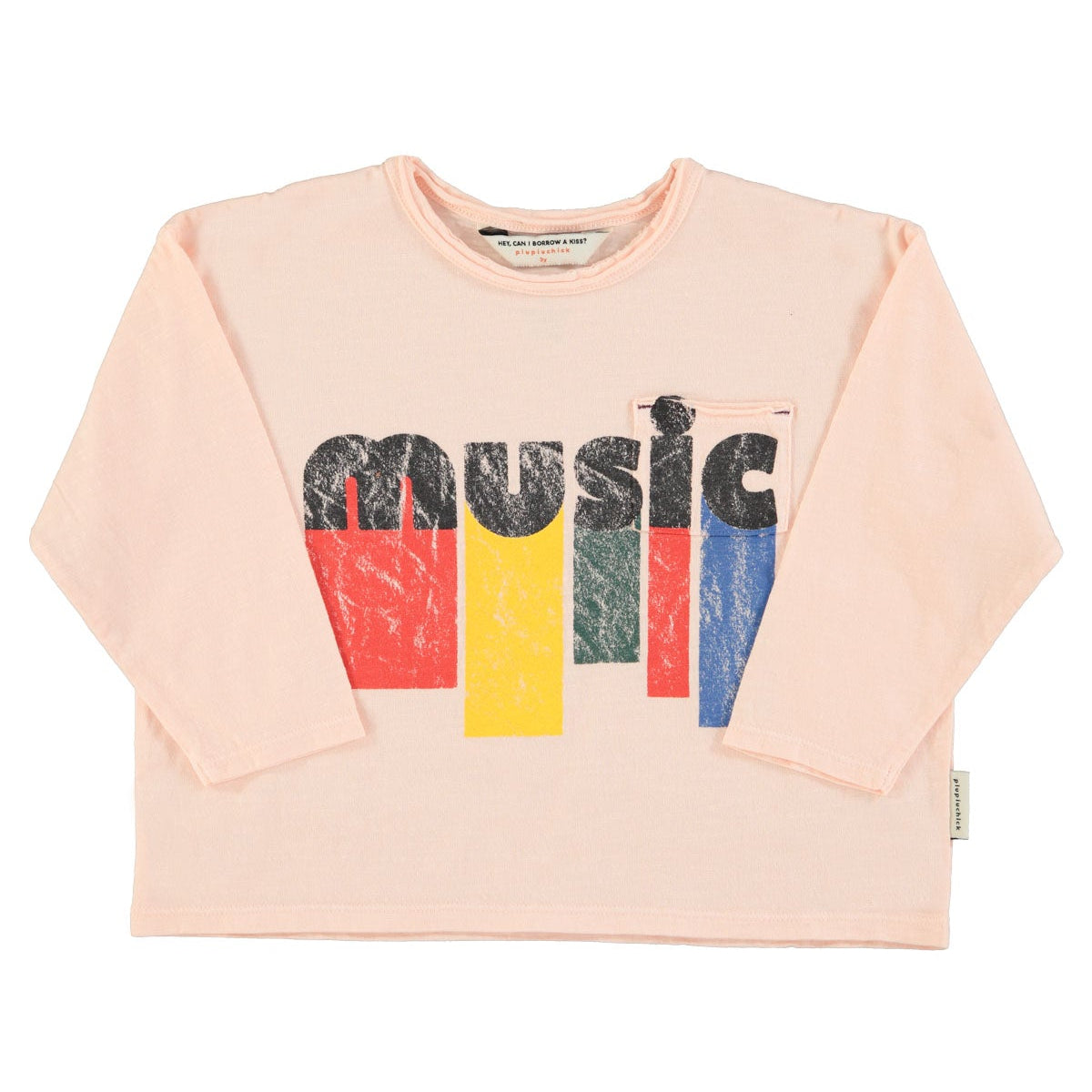 Light pink long sleeve t-shirt "Music" print