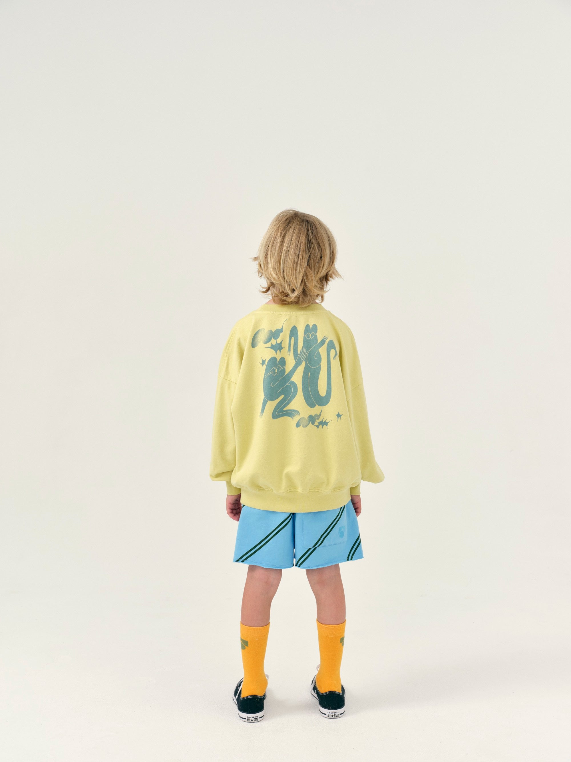 vetements durables enfants main story short bleu à rayures