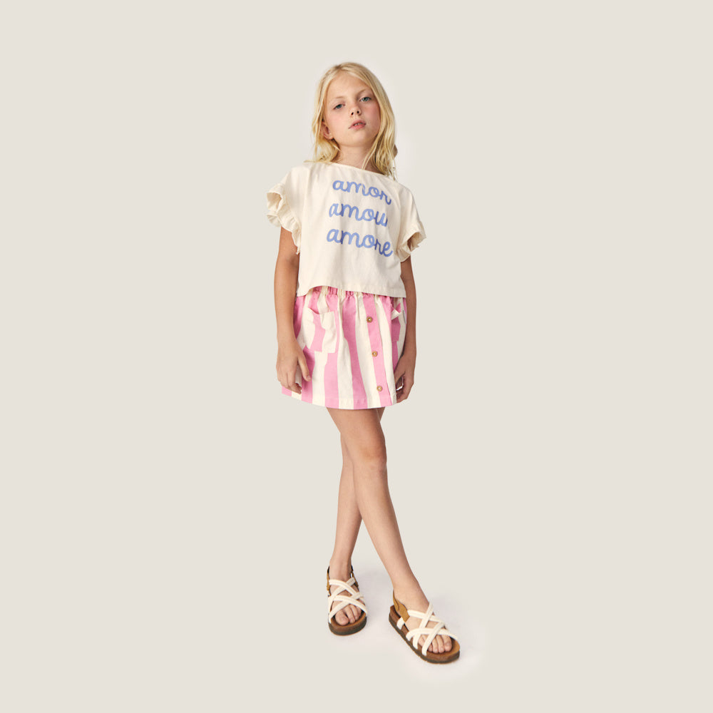 Mini-Jupe Claude Rayures Écru/Rose