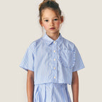 Chemise Sia en Popeline Écru/Bleu