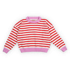 Pull Marigold à Rayures Rouge Tulipe et Rose Lavande