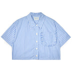 Chemise Sia en Popeline Écru/Bleu