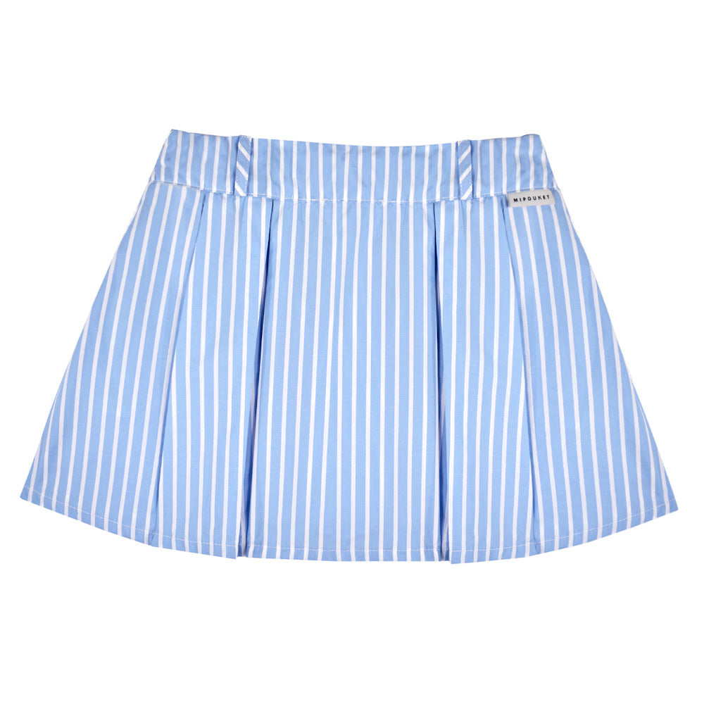 Jupe Sia en Popeline Rayures Écru/Bleu