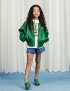 Green baseball bomber jacket