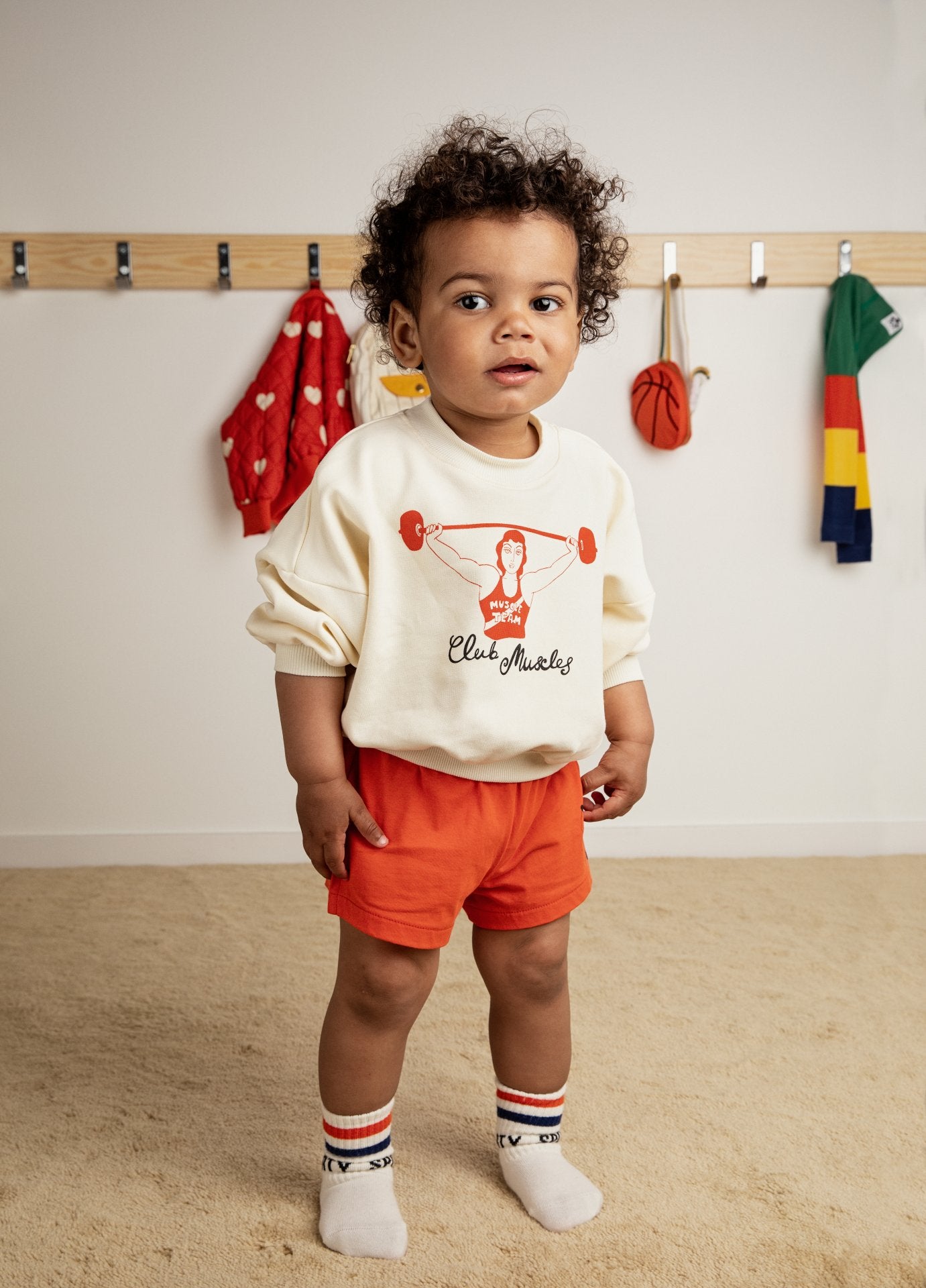 vetements durables enfants mini rodini Short rouge weight lifting