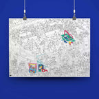 Poster géant à colorier Goal OMY accroché au mur