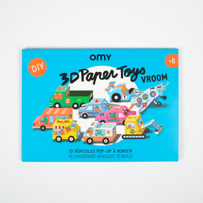 Jeux papier enfant 3D PAPER TOYS VROUM OMY 