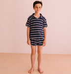 Polo éponge Leonard Navy Stripes