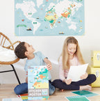 Pixels poster + 1600 stickers world map 