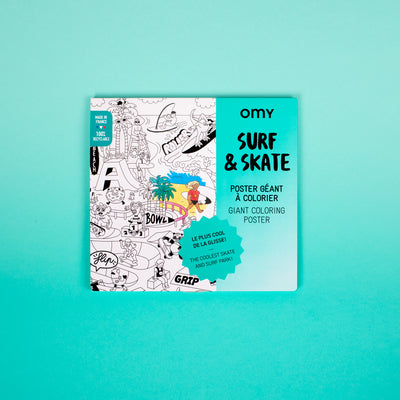 Coloriage enfant SURF & SKATE - POSTER GÉANT OMY 