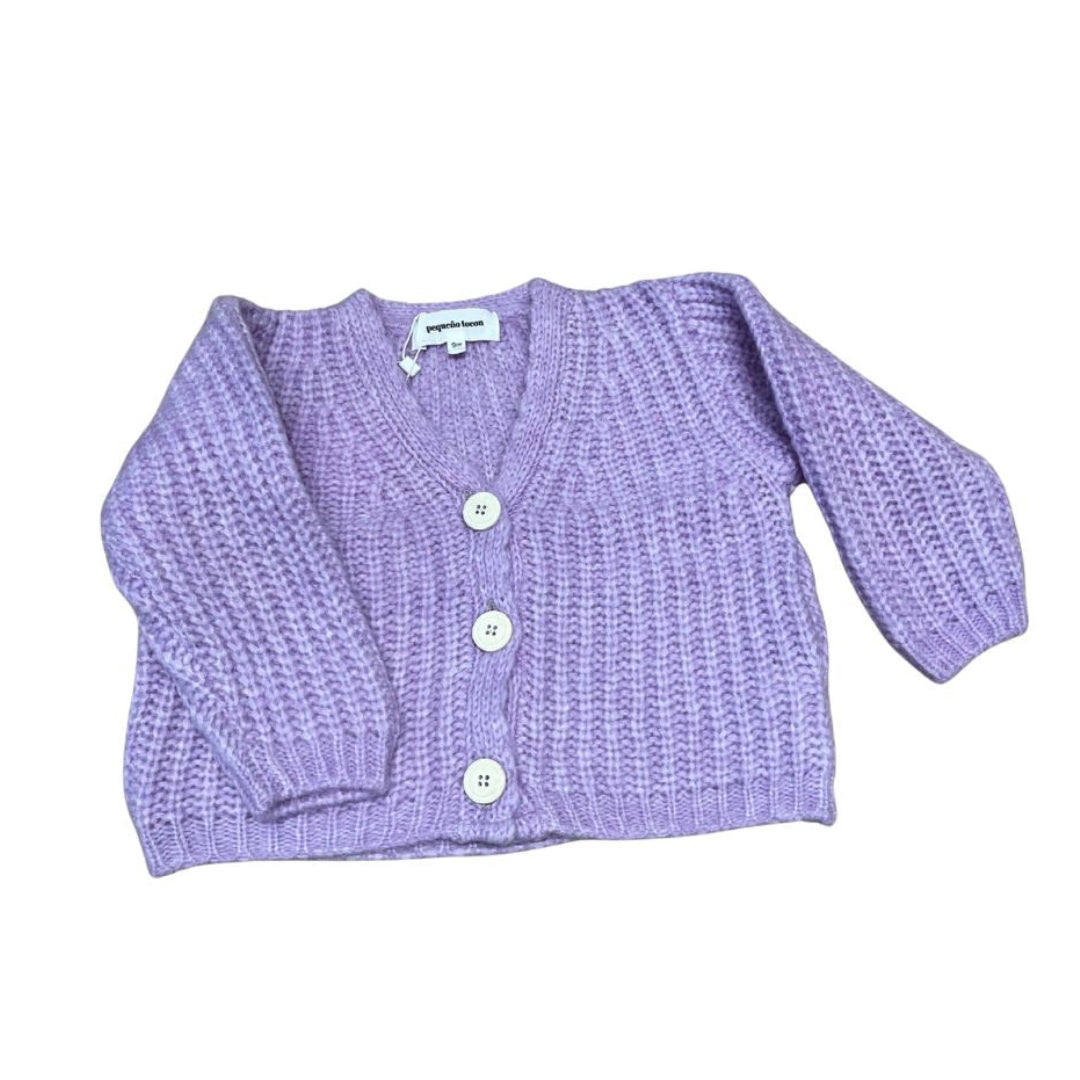 Cardigan bébé en maille lilas